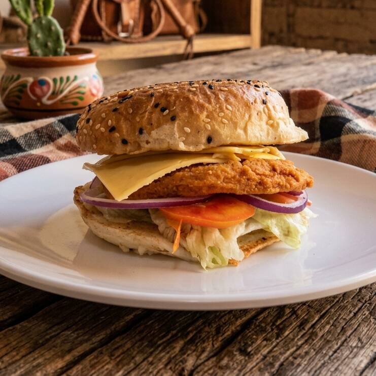 HAMBURGER DE POLLO EMPANIZADO