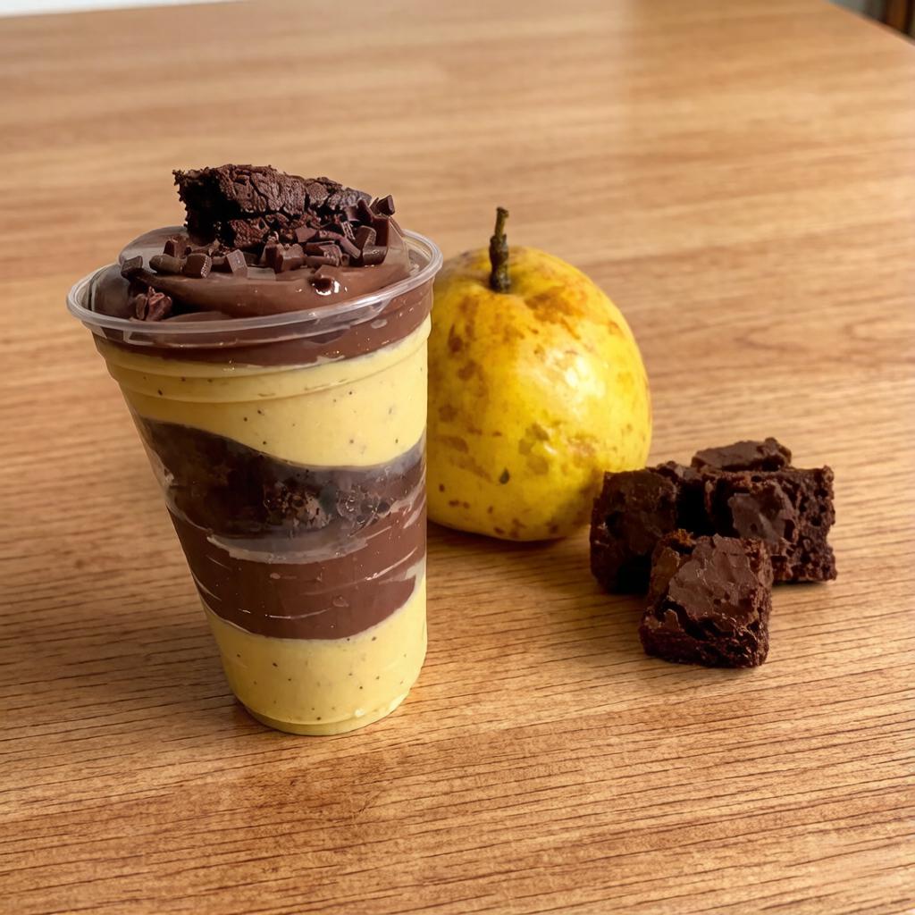 Uma combinação surpreendente e deliciosa! Camadas cremosas de creme de maracujá artesanal, com aquele toque cítrico e refrescante, contrastando perfeitamente com o nosso creme de brigadeiro caseiro e pedaços de brownie de chocolate macio e úmido.