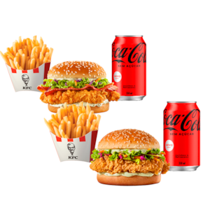 2 Combos do KFC pra você dividir com quem quiser!
Escolha 2 Sanduíches + 2 Batatas + 2 Bebidas