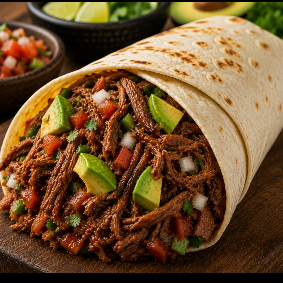 Burrito de Deshebrada a la Mexicana