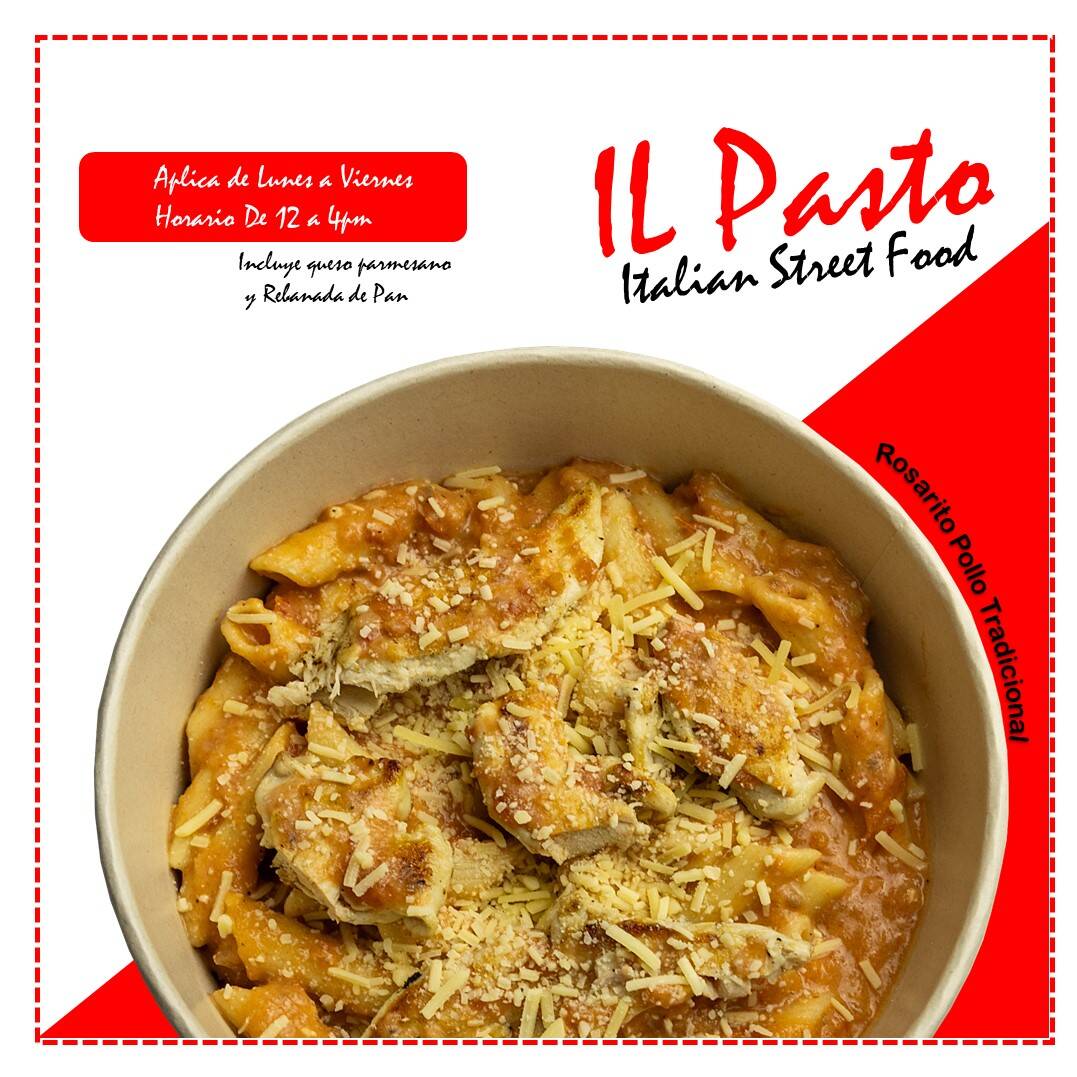 Combo Pasta Rosarito Pollo Tradicional + Pancito