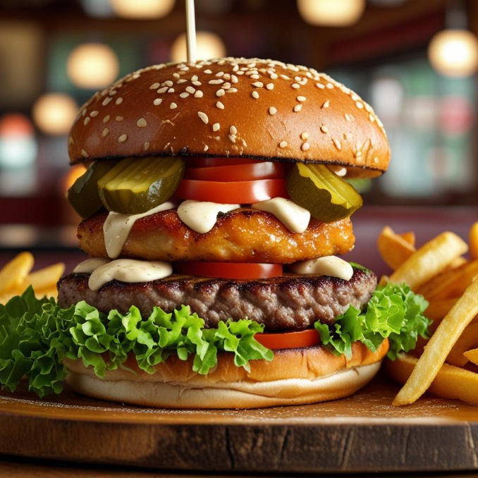 Hamburguesa Pollo y Carne