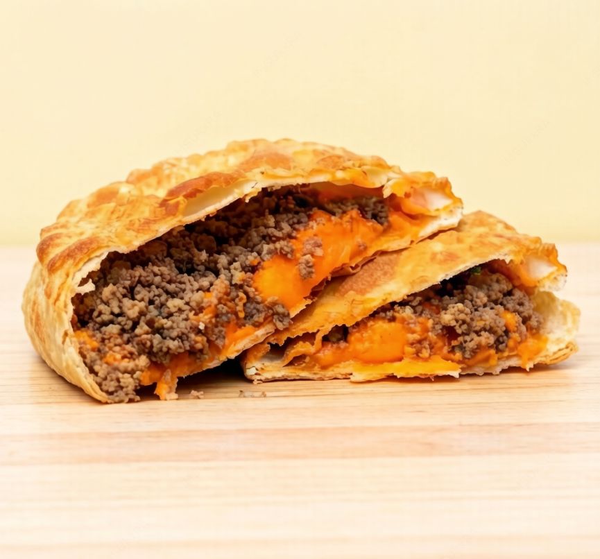 Recheio generoso de carne moída bem temperada com o toque especial do cheddar derretido. Uma explosão de sabor dentro de uma massa crocante e douradinha, impossível resistir!