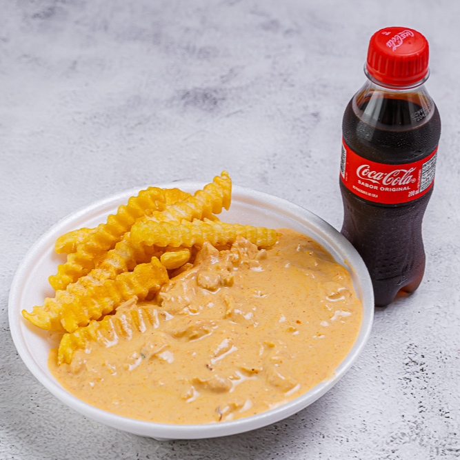 Marmita Individual 400 Gramas - Acompanha Arroz, Estrogonofe de frango, Batata Frita e Coca Pet 200 ML (Marmita Indicada para 01 Pessoa)