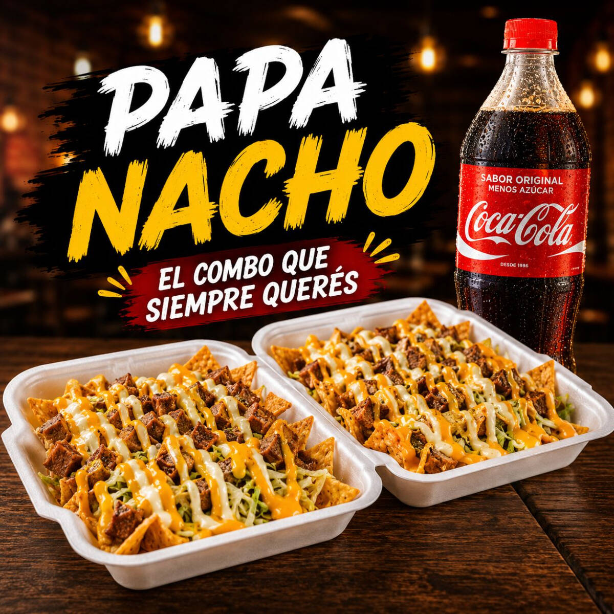 Dos Papa Nacho mas Coca Cola