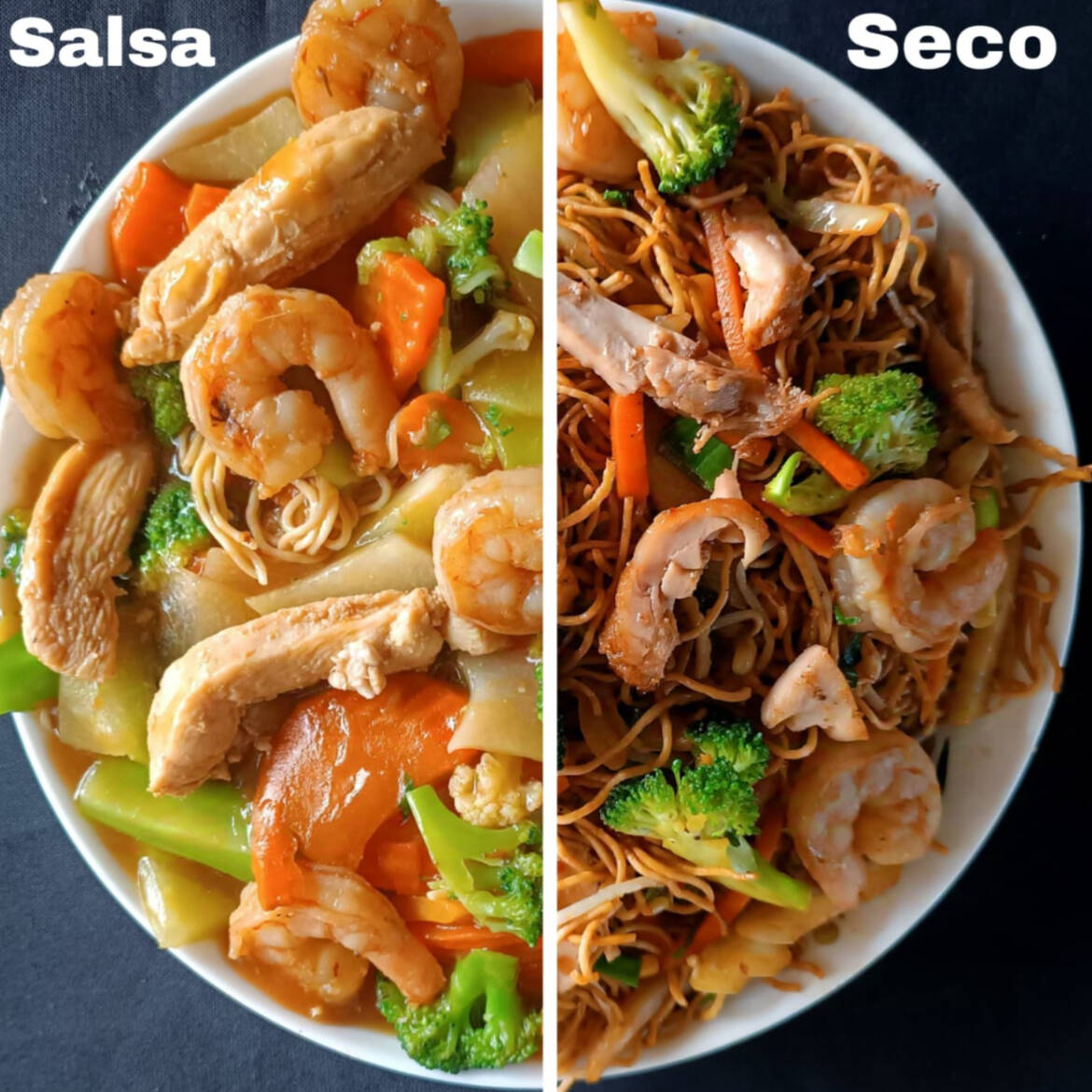 Con pollo y camarón
