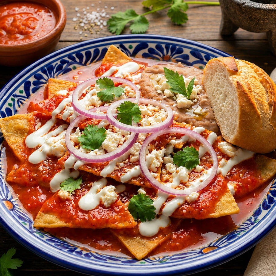 Chilaquiles tradicionales de la casa