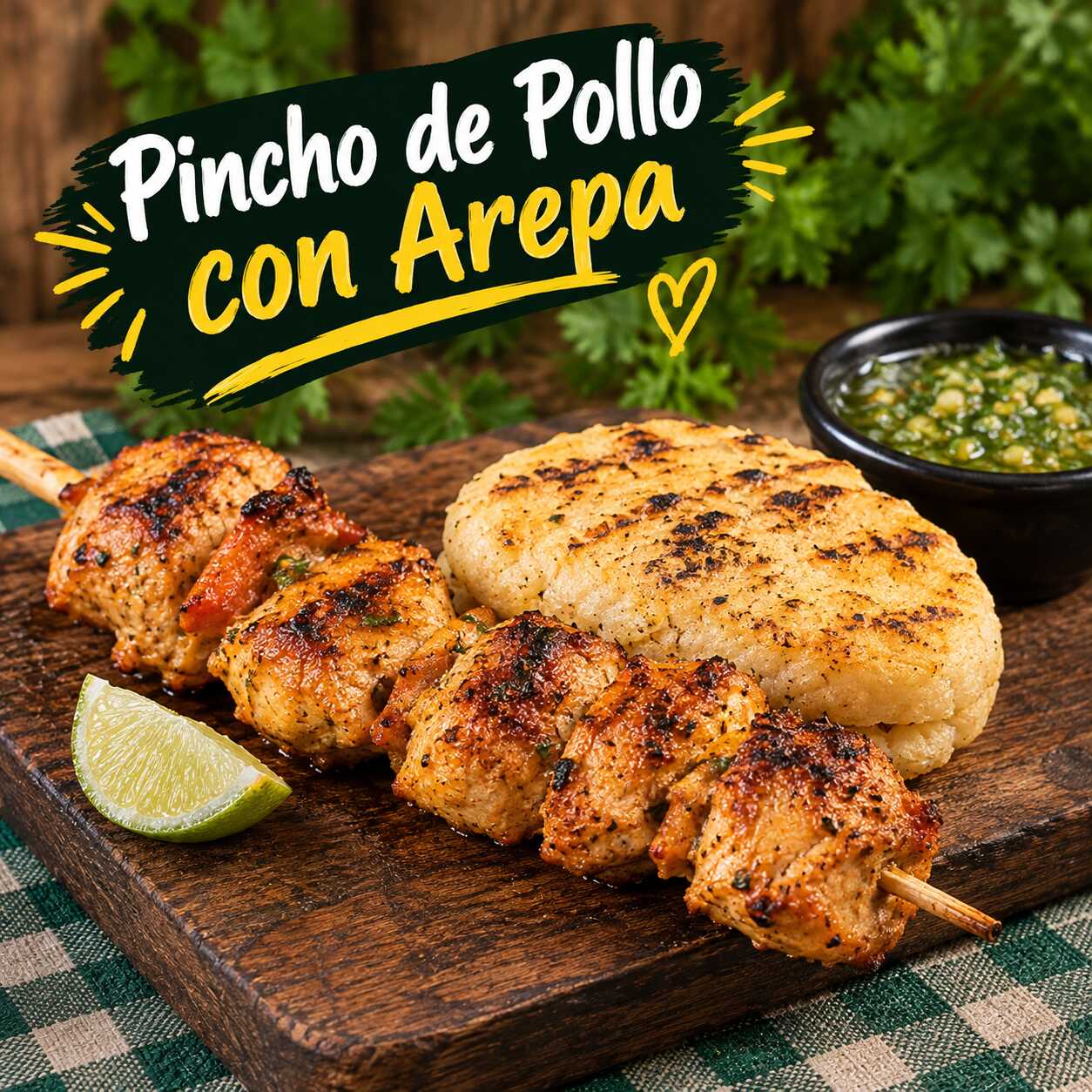 Pincho de Pollo con Arepa