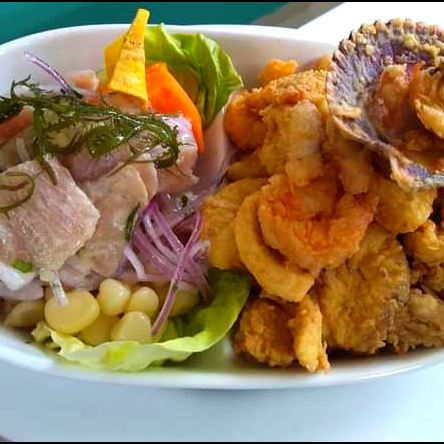 CEVICHE DE PESCADO MÁS CHICHARRÓN MIXTO + BEBIDA
