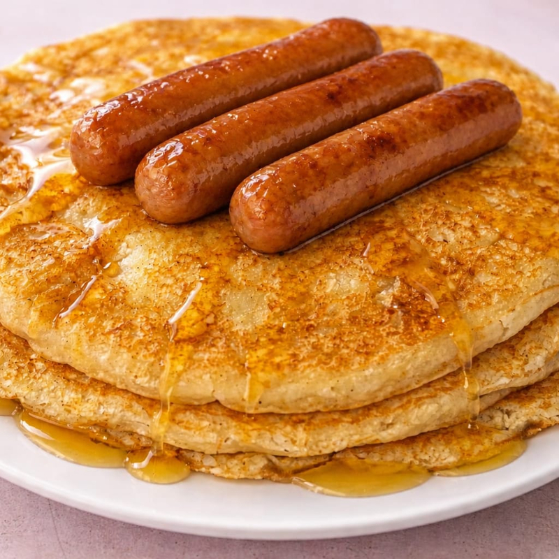 hotcakes y salchicha