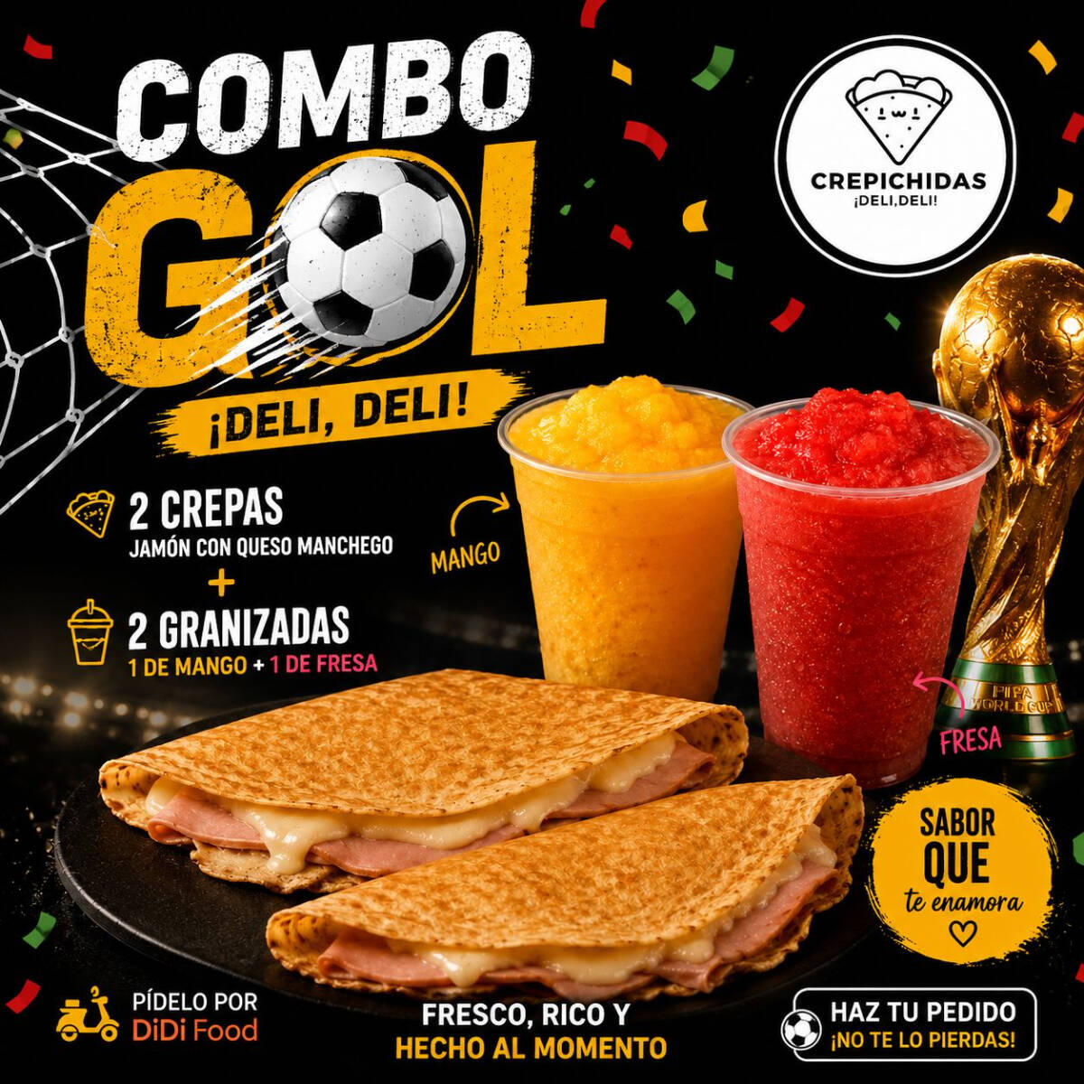 Combo Gol 2 Crepas Pechugona + 2 Granizadas