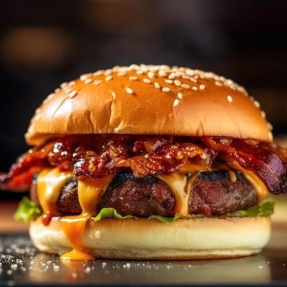 🐄 HAMBURGUESA DE CARNE DE RES CON DOS TOCINOS 🐄