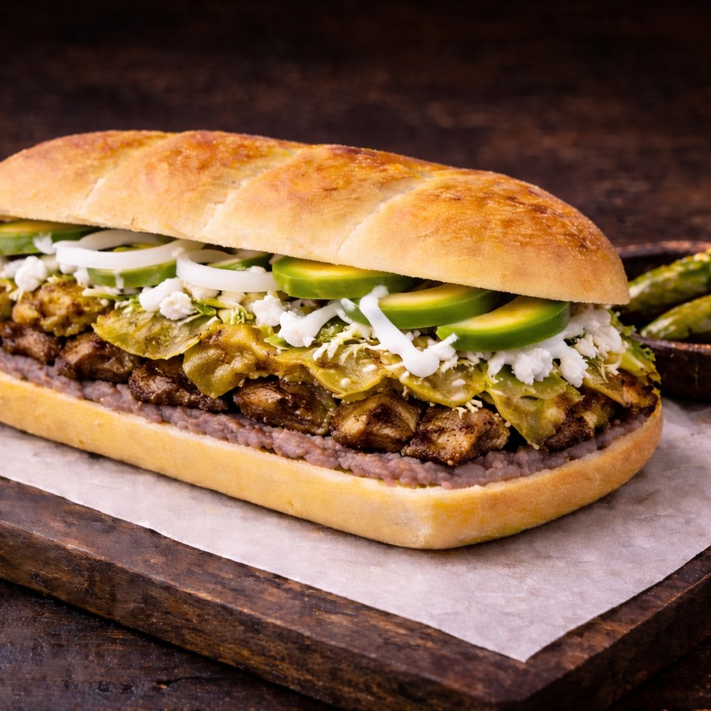 Torta Chilaquiles con Carne Asada