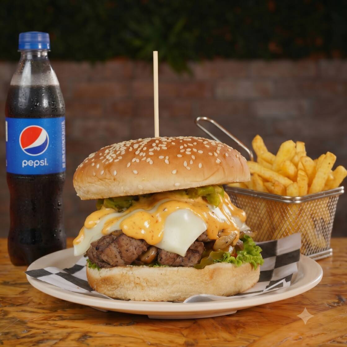 Hamburguesa Arrachera Combo