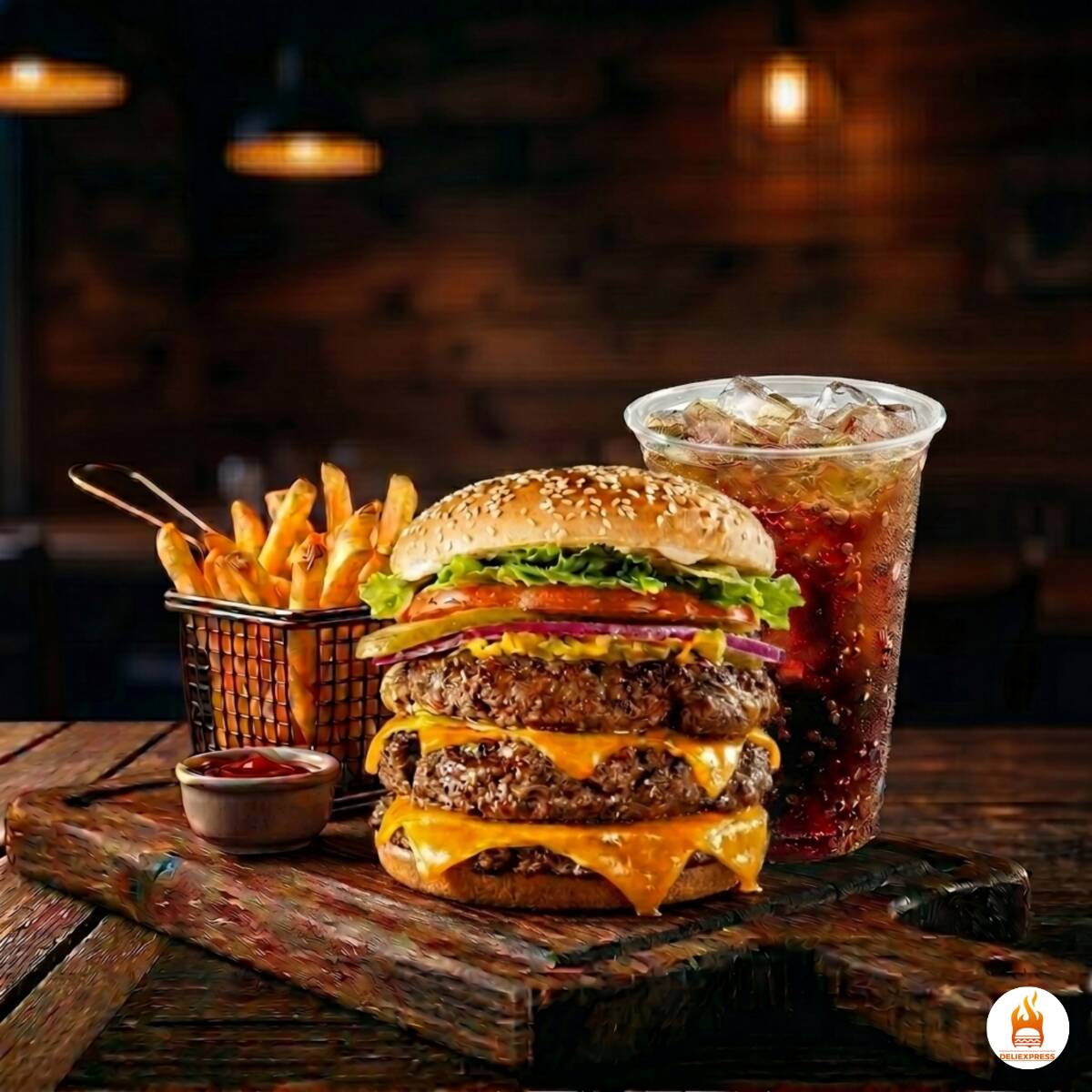 Combo Hamburguesa Triple + Papas + Mr tea