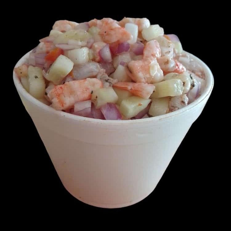 Orden 1\2 Litro Ceviche Camaron Crudo y Cocido