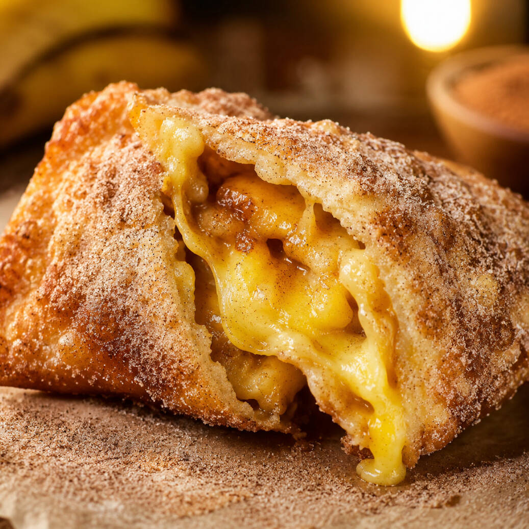 Banana com queijo manteiga, polvilhado açúcar e canela.