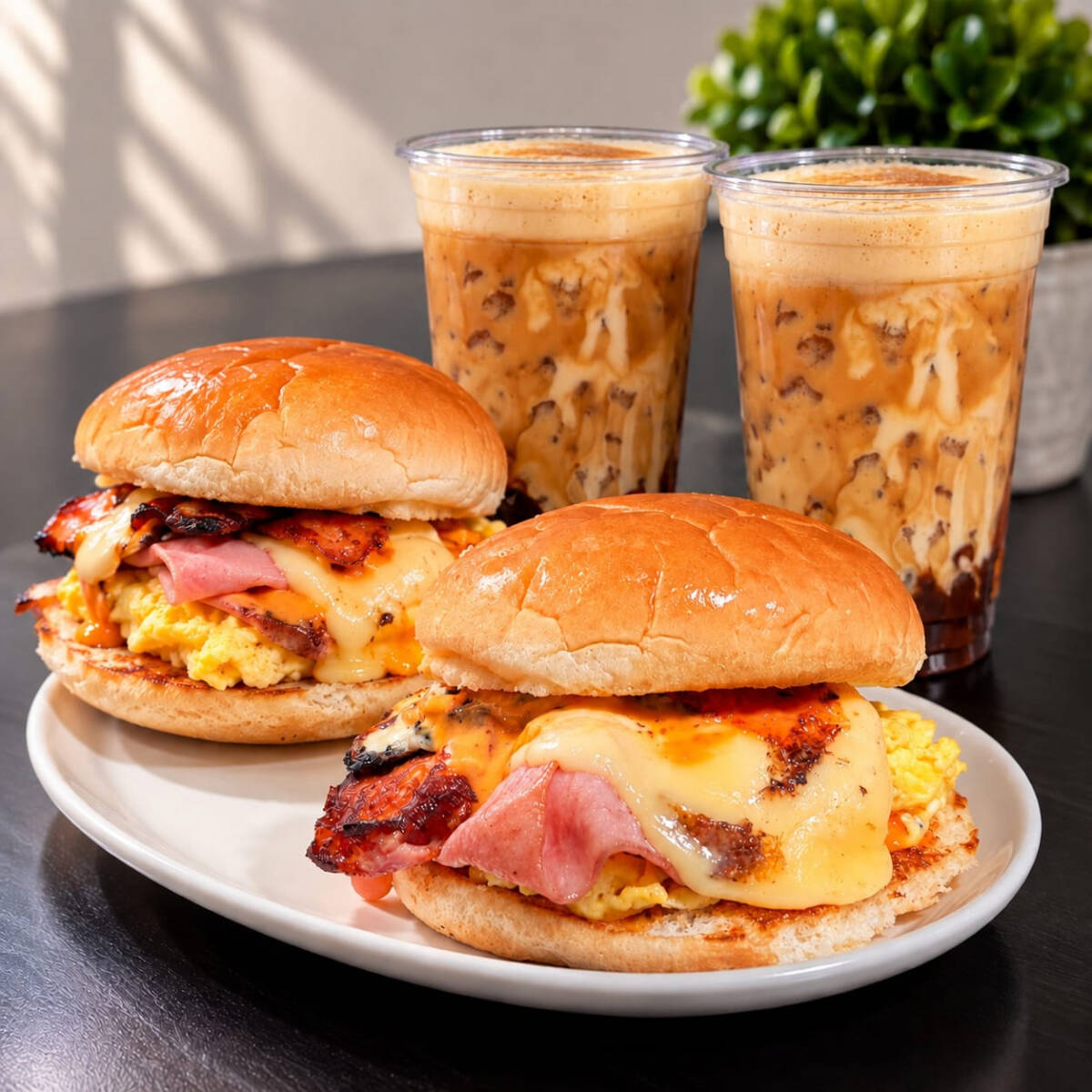 2 ICED VAINILLA LATTE+2 AGUSTITO BREAKFAST BRIOCH