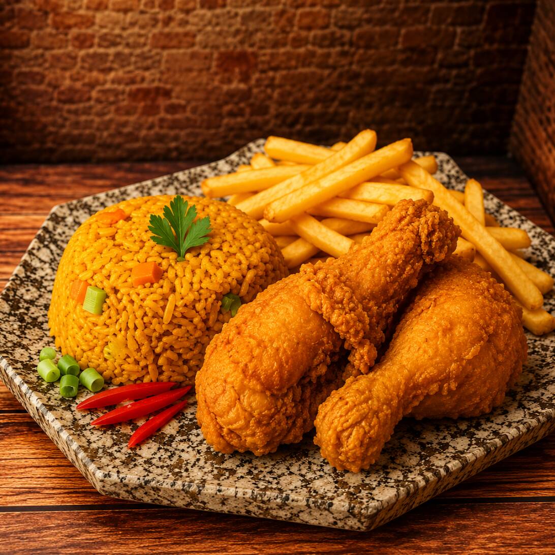 Arroz con Pollo Personal + Cuarto y Muslo + Papas