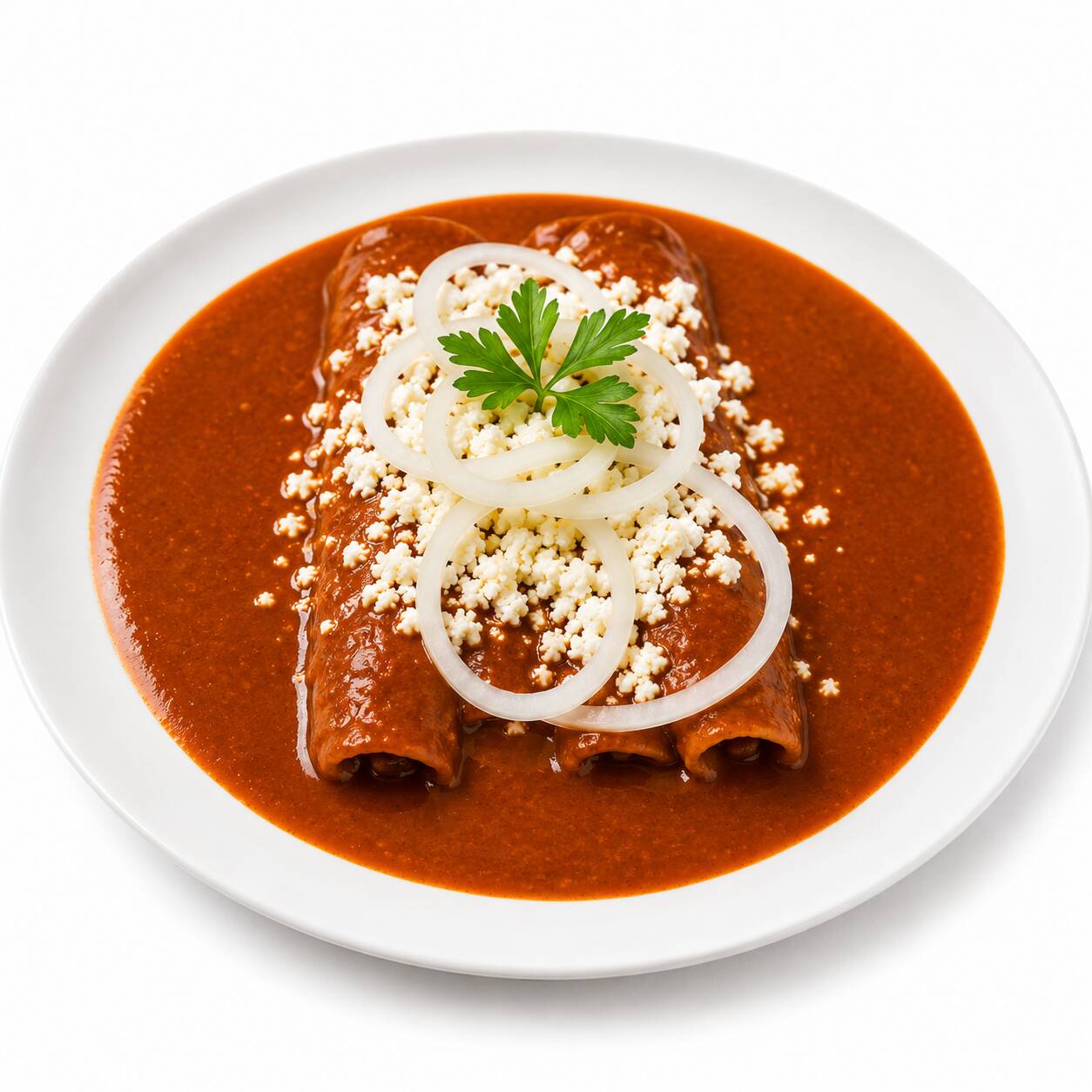 Enchiladas de Coloradito Rellenas de Pollo