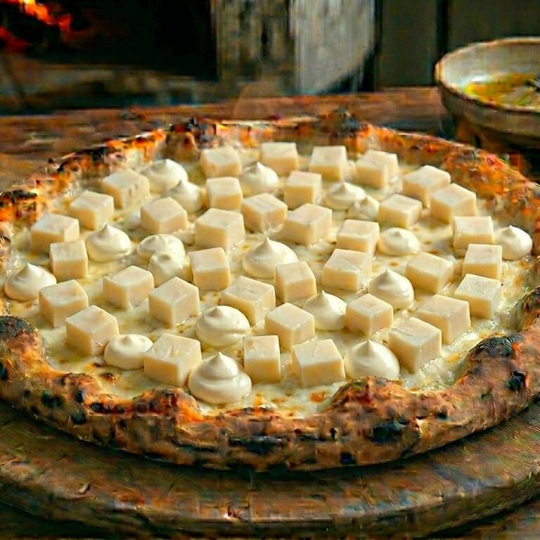 Muçarela, palmito, cream cheese e orégano