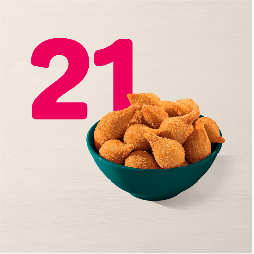 A Minicoxinha do Ragazzo é a definição de perfeição! Escolha 21 Minicoxinhas de qualquer sabor. Cuidado, recheio quente.