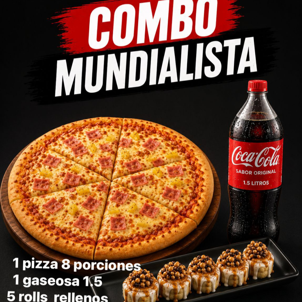 Combo Mundialista Pizza Grande + Bebida 1.5L + Pos