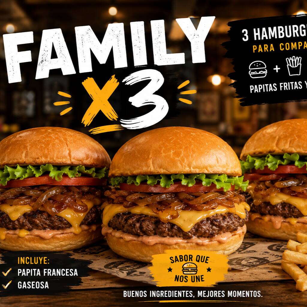 Combo Hamburguesa Familia X 3