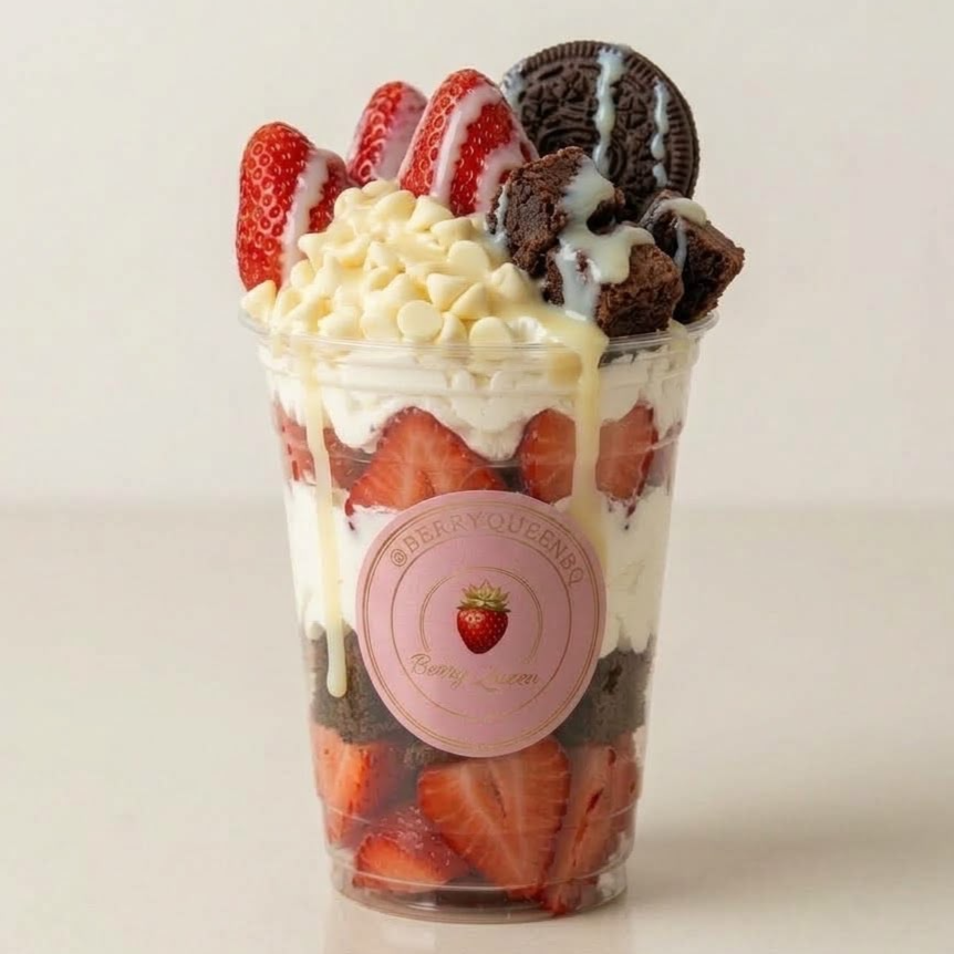 Fresas con Crema Brownie, OREO & Leche Condensada