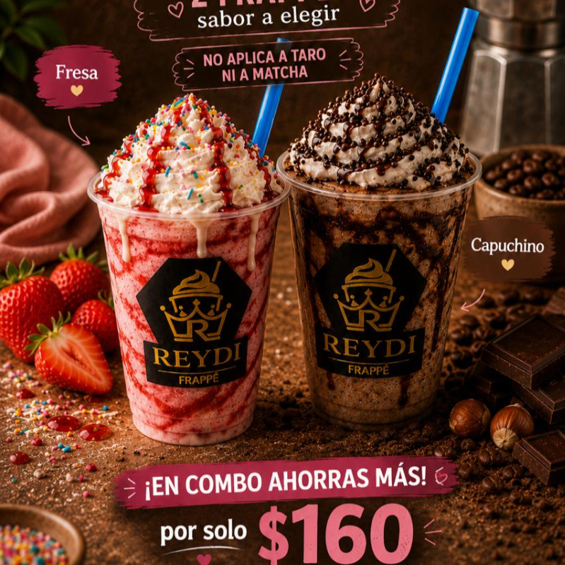 Combo Frappes Fresa y Capuchino