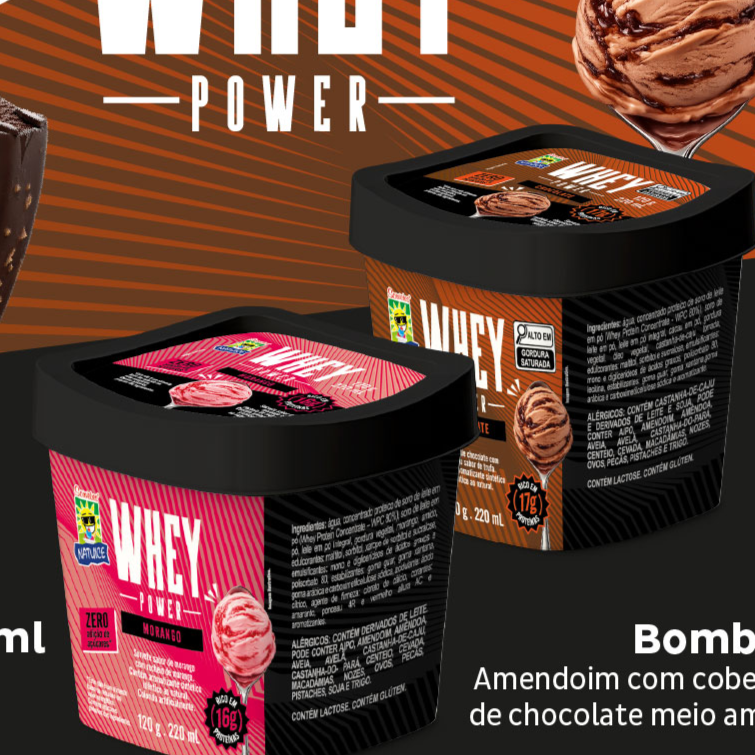 Os potes Whey Power 220ml chegaram nos sabores Morango e Chocolate, com zero adição de açúcares e um dos maiores percentuais de proteína do mercado. Muito sabor e cremosidade, sua rotina pede escolhas inteligentes. E elas também podem ser deliciosas.