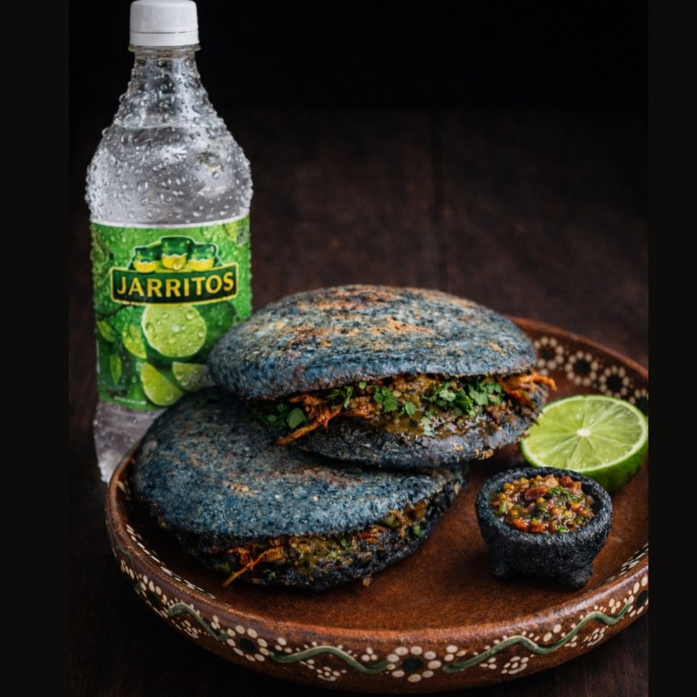 2 GORDITAS DE CARNITAS Y UN REFRESCO DE 600 ML SAB