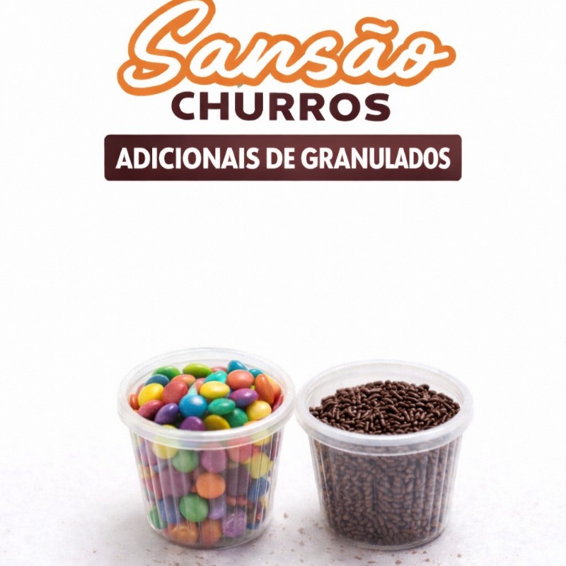 _Granulados Deliciosos! 😋_ Escolha 1 opção (50ml): Ovomaltine, Confete, Granulado de Chocolate, Amendoim, chocoball, Ninho ou Granulado Colorido. Especifique o escolhido no pedido! 😍 em caso de nao escolha sera enviado a moda da casa