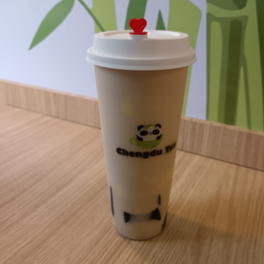 Té de Leche con Gelatina y Budín (仙草奶茶)