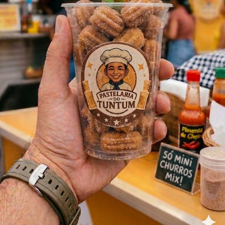 Copo com 15 unidades de churros super delicioso, recheado de doce de leite