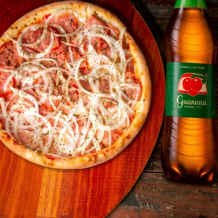 Deliciosa pizza grande artesanal 8 fatias, calabresa.
Pizza grande 8 fatias Calabresa - Pizza artesanal, molho especial, mussarela, calabresa, cebola e orégano.
Grátis refrigerante de 1 litro.