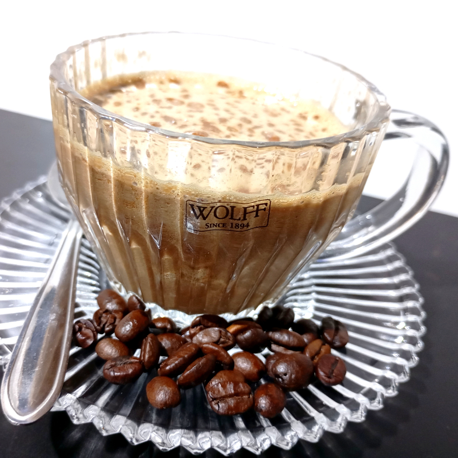 Café solúvel leite em pó, açúcar, canela e cacau. Cremoso e intenso.