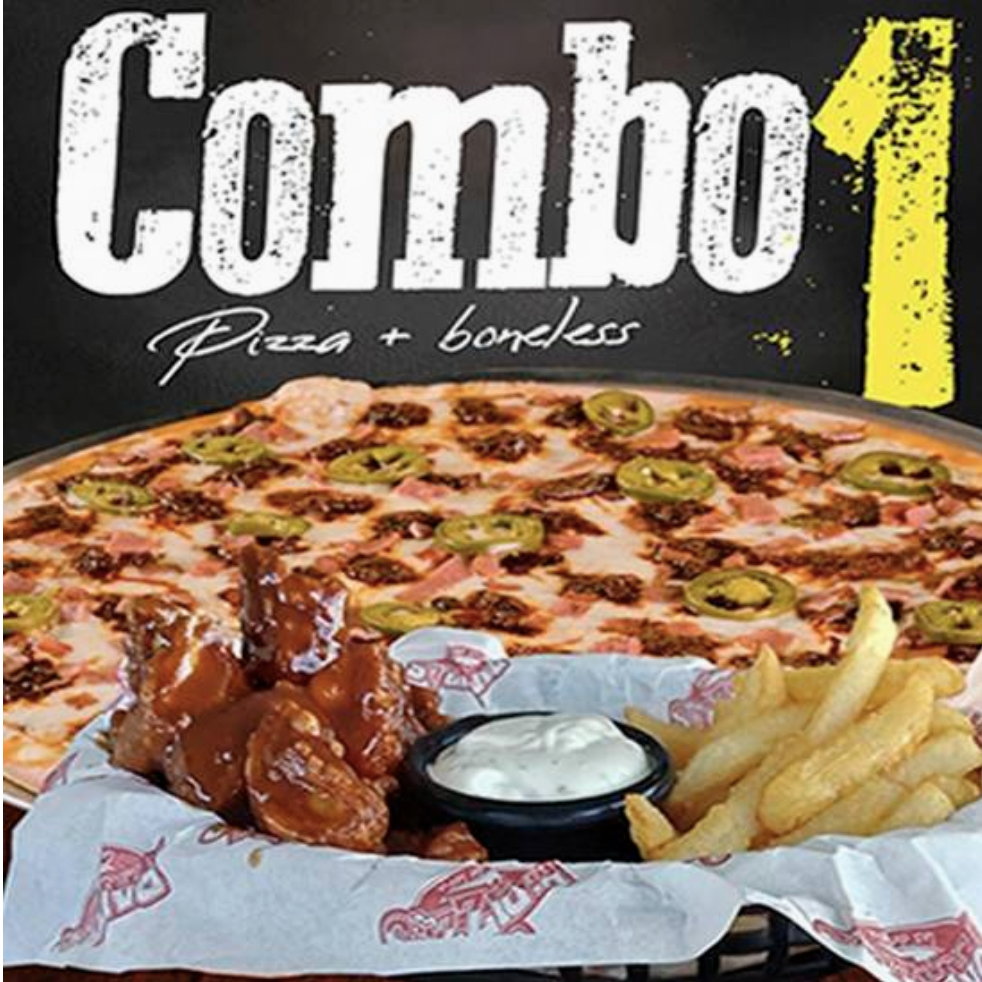 Pizza + Alitas o Boneless.