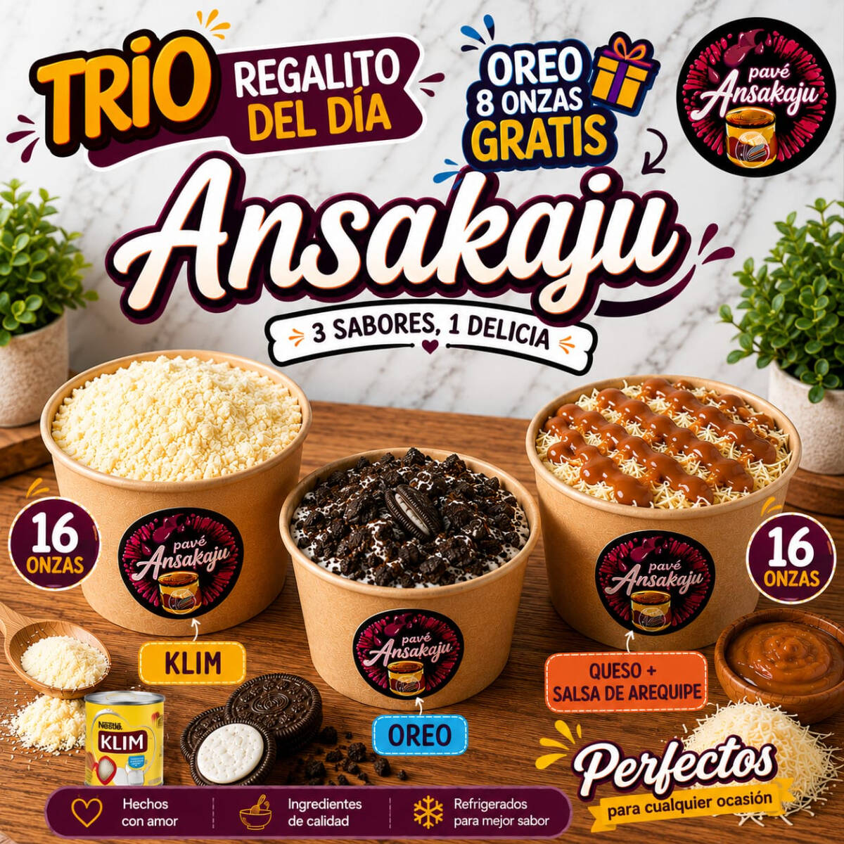 TRIO DEL DIA KAJU 2*16 OZ + 1 DE 8 OZ GRATIS
