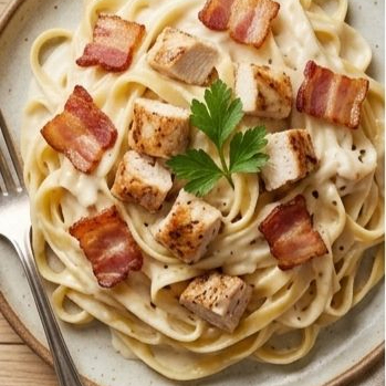 Pasta Pollo y Tocineta