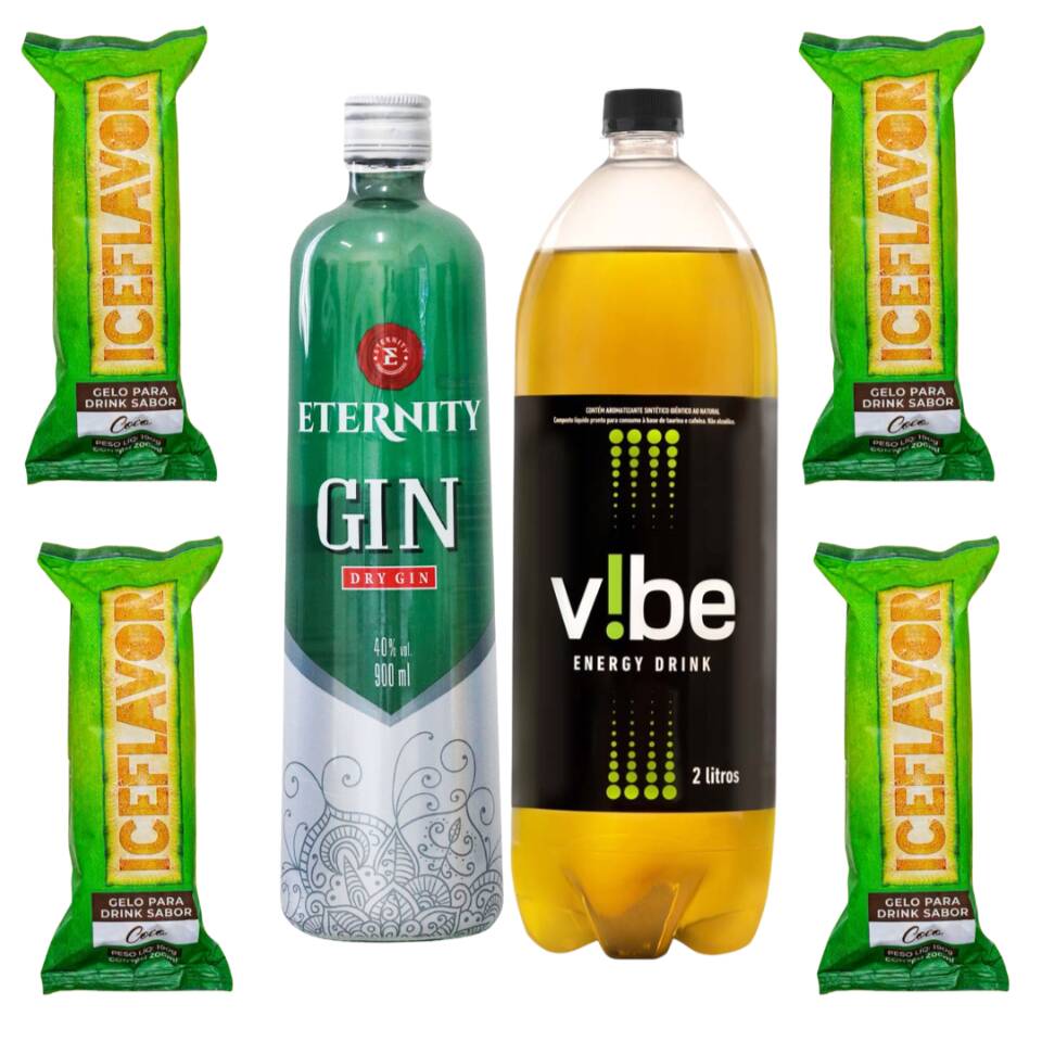 Combo Gin Ethernity com Energético Vibe e 4 Gelo de Coco