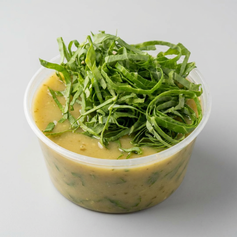 Descubra o encanto do nosso Caldo Verde, apresentado em uma porção generosa de 600ml! Esta sopa clássica, pertencente à categoria Sopas e Caldos, promete deliciar o seu paladar. Cada colherada oferece um casamento perfeito de sabores, que vai desde o sabor suave e terroso das batatas até a textura sedosa do caldo. O toque final de couve picada finamente adiciona uma camada extra de sabor e cor. Nós garantimos que você vai se apaixonar por esta refeição reconfortante e nutritiva. Peça já o seu!