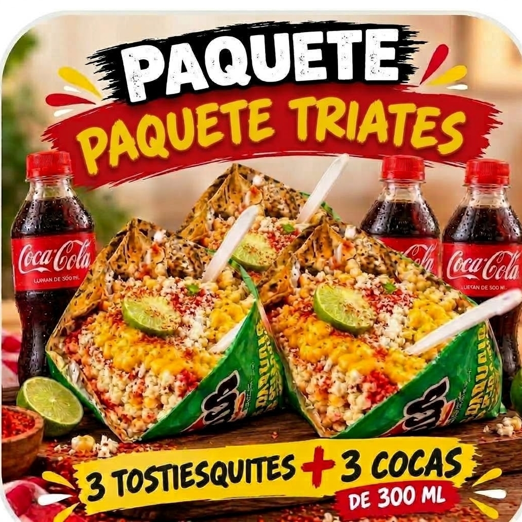 Totitriates 3 Tostiesquites + 3 refrescos