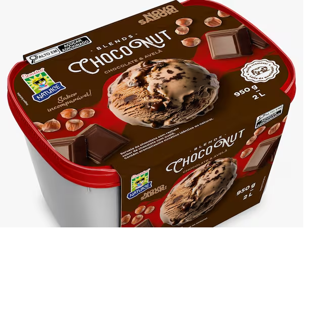 Sorvete de massa sabor chocolate c/ avelã.