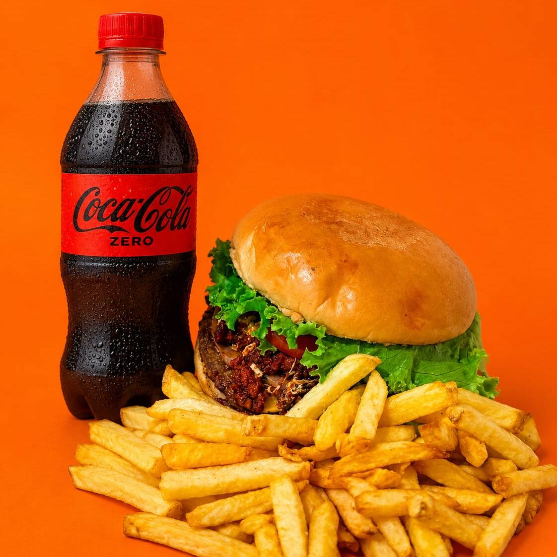 Hamburguesa Hawaiana + Papas + COCA COLA ZERO 355