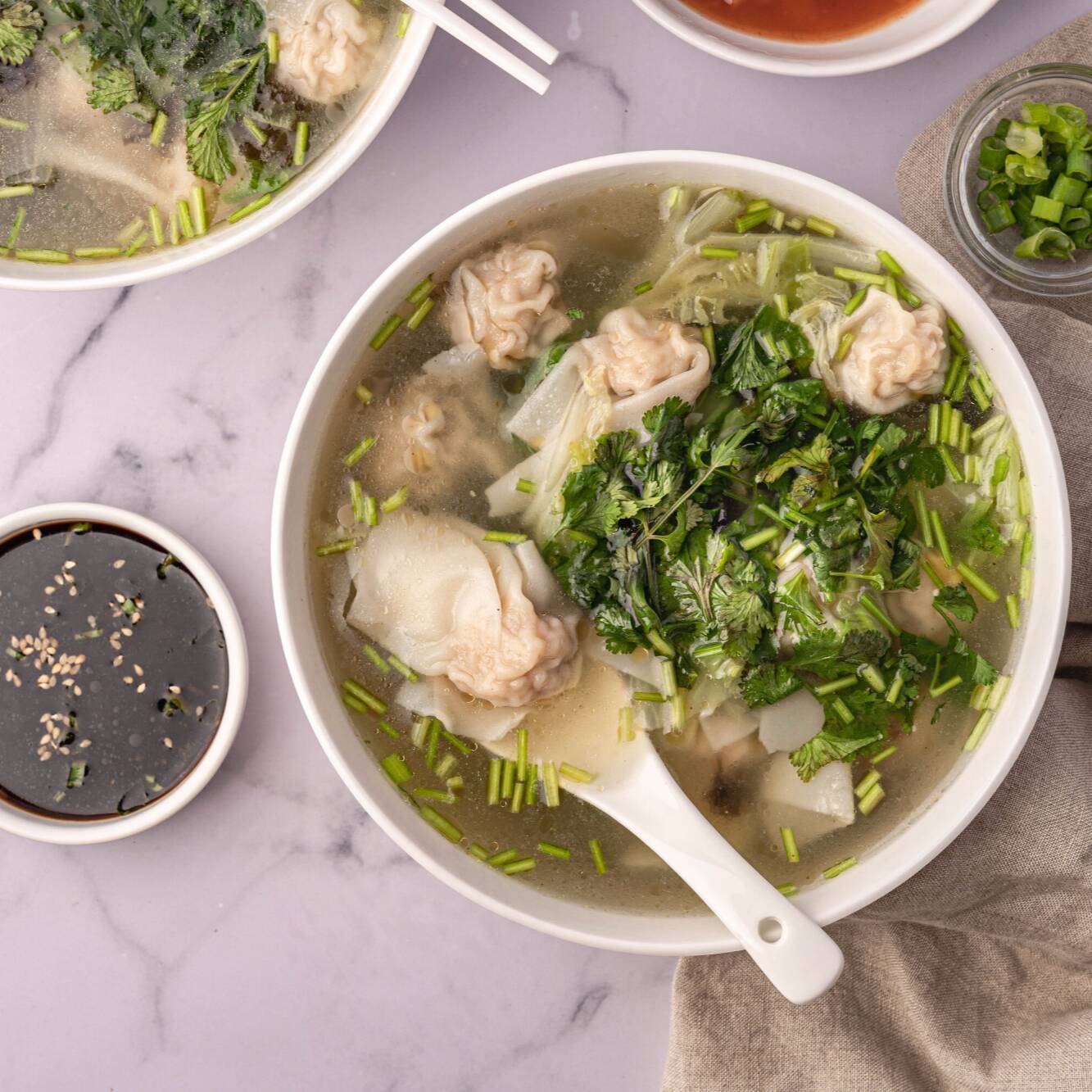 Sopa de wantan de carne de cerdo