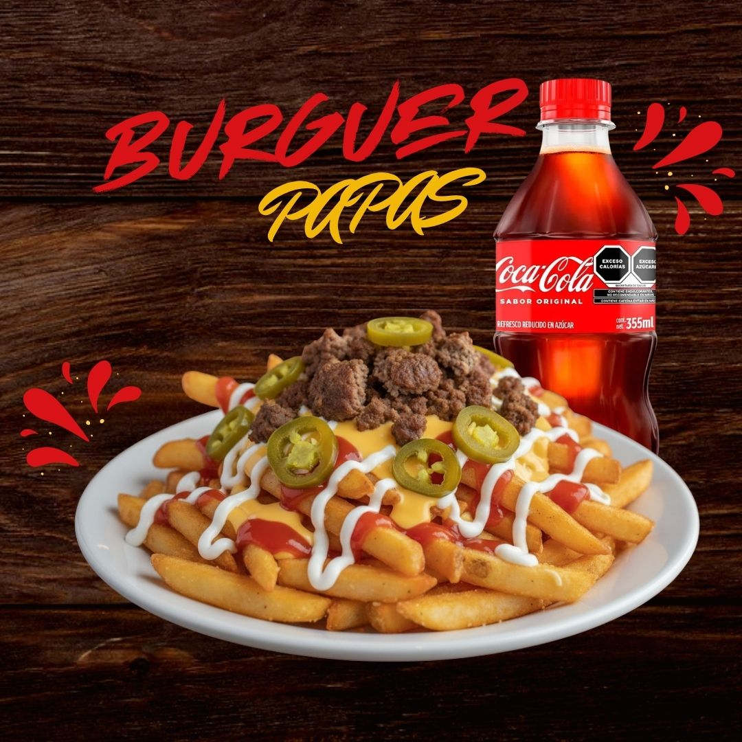 Burguer Papas + Coca Cola
