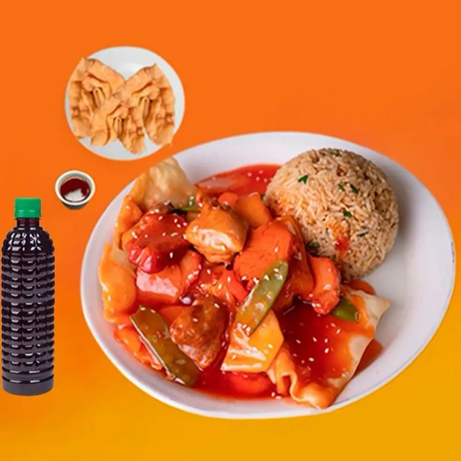 Pollo Con Piña + Chaufa + Wantan + Chicha 330ml