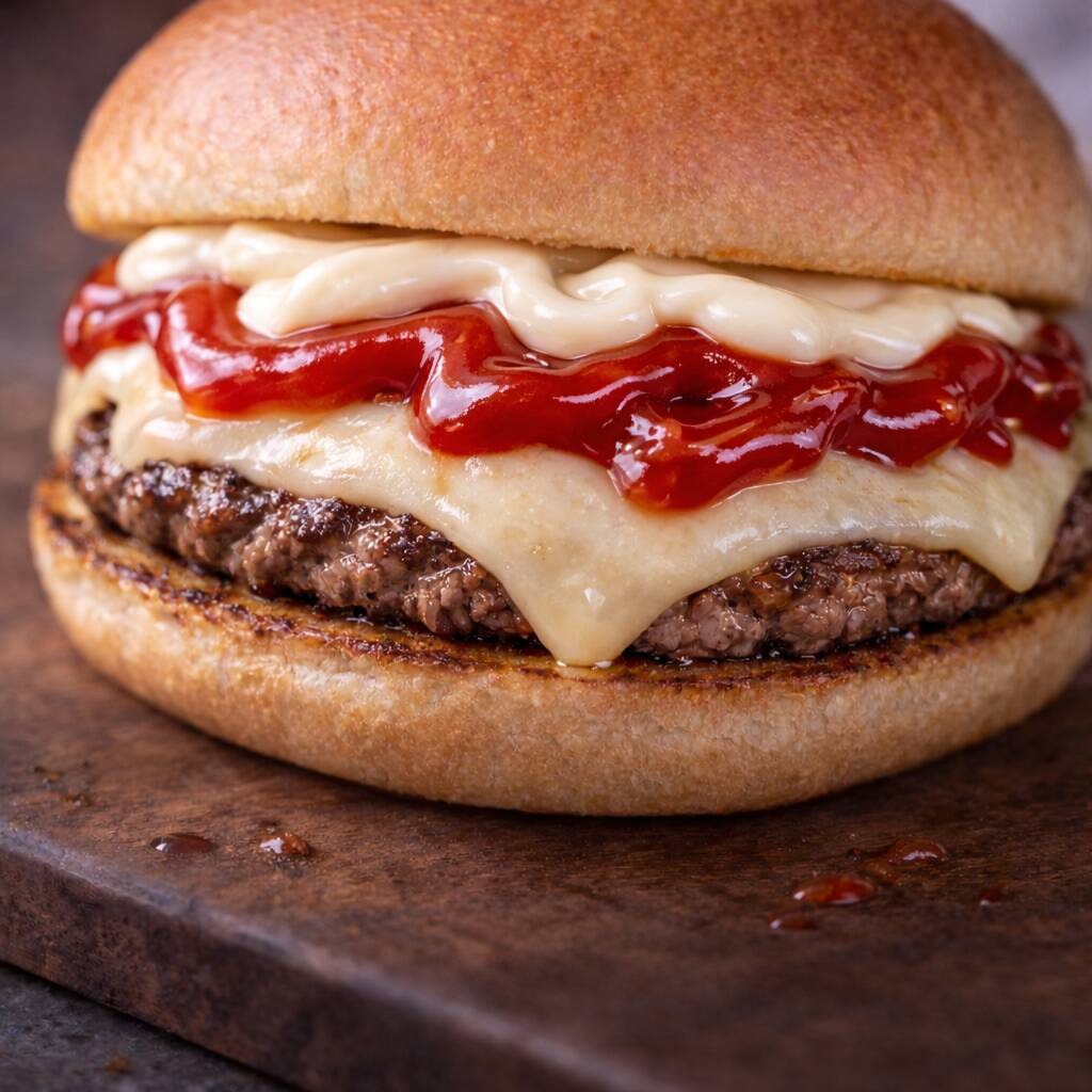 Pão brioche, hambúrguer 100g, queijo mussarela, maionese artesanal e ketchup.