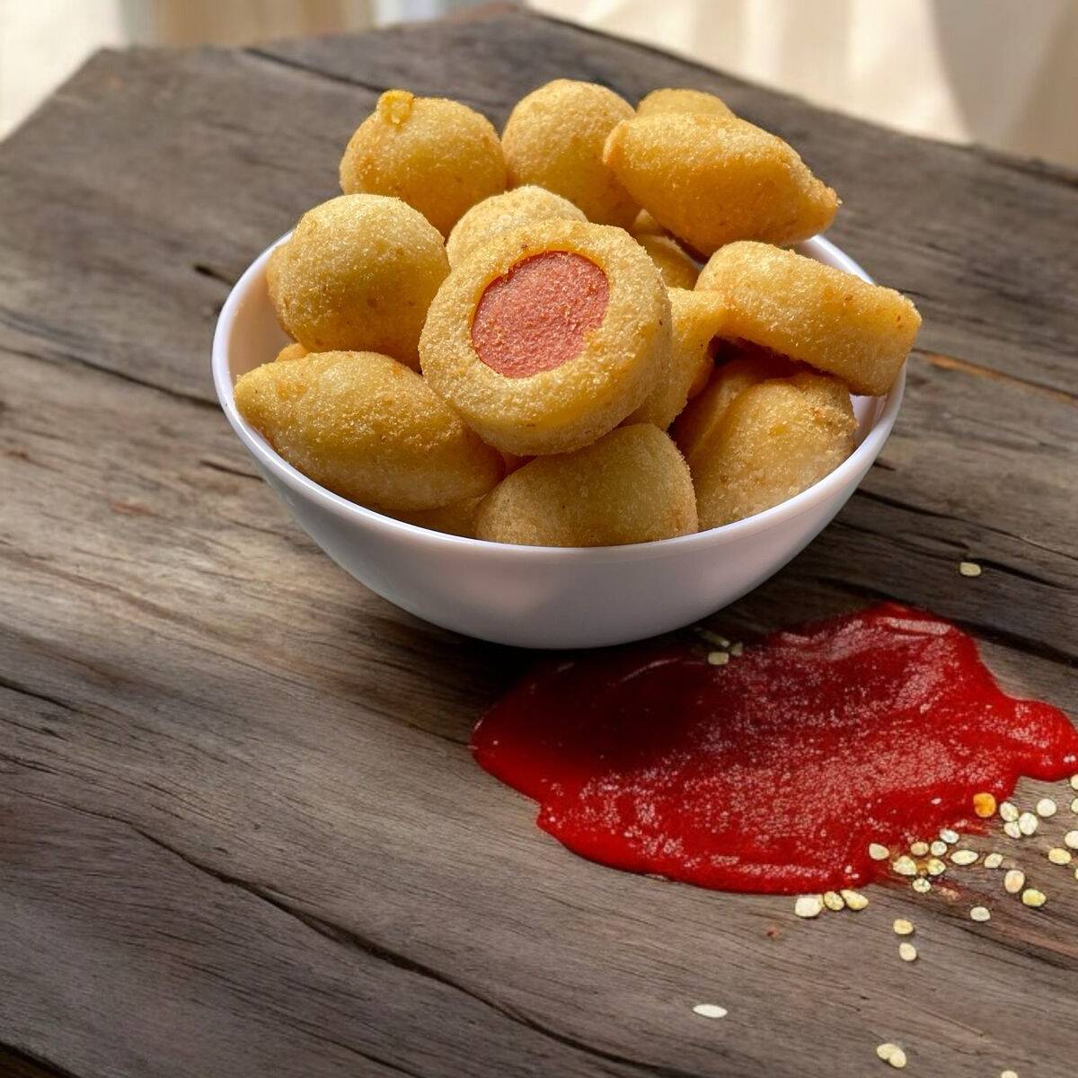 Neste pedido você pode escolher até 50 salgados, de acordo com a disponibilidade de sabores no momento da compra. Cada escolha equivale a 10 salgados. Nossos salgados pesam entre 14 e 15 gramas. Acompanha um mate couro de 1L